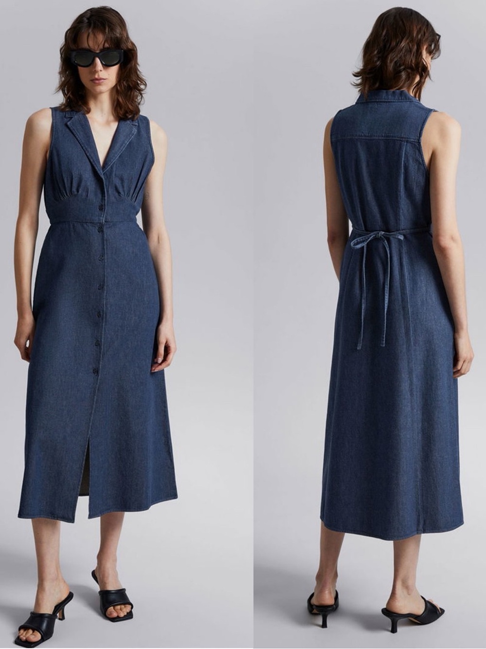 & Other Stories Collared Midi Shirt Dress Denim